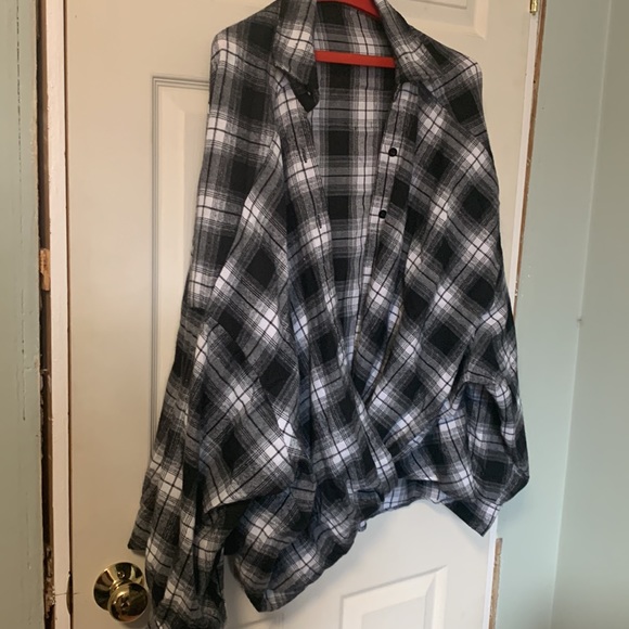 SHEIN CURVE Tartan Twist Front Tunic Long Sleeve Collared Top Plus size 4 - Picture 3 of 4